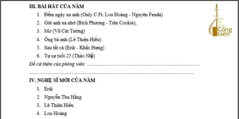 Sing My Song - Bài hát hay nhất chiếm sóng tại giải Cống hiến 2017